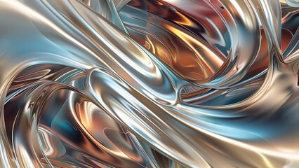 abstract background of metalic wavy 3d shapes and forms