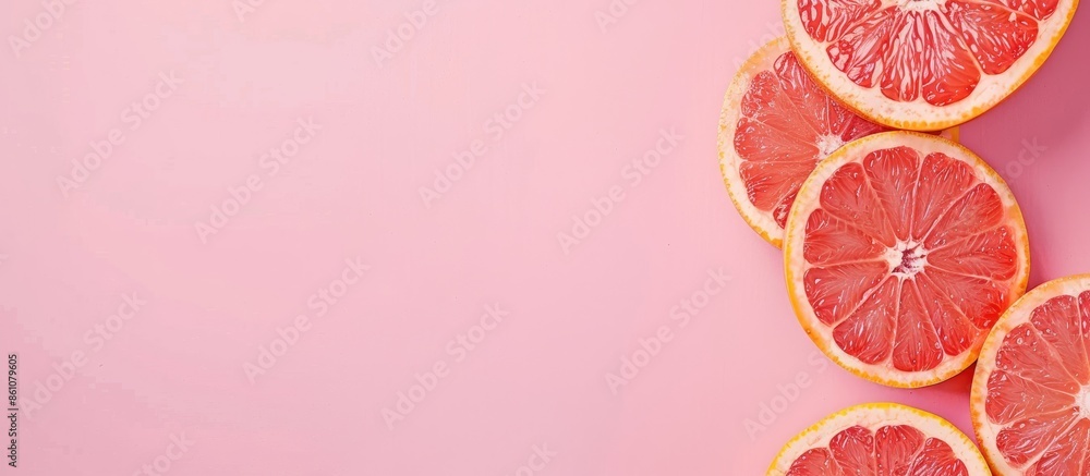 Poster grapefruit pastel background food isolated nature. with copy space image. place for adding text or d