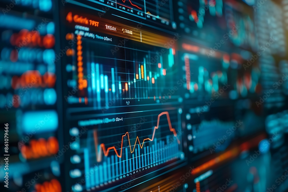 Poster Financial Data Visualization on a Computer Screen