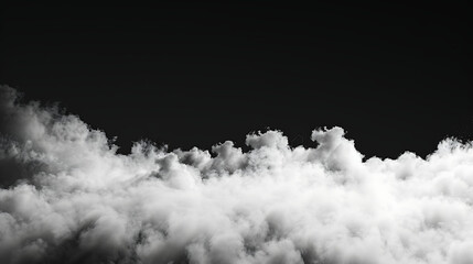 Abstract fog or smoke move on black background. White cloudiness, mist or smog background