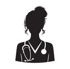 female doctor silhouette vector illustration