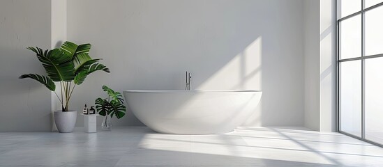 Bright modern bathroom. Copy space image. Place for adding text and design