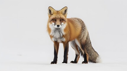 Red fox (4 years) - Vulpes vulpes in front of a white background. 