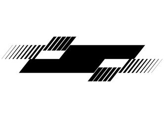 Sports striped pattern black on a white background. Black and white Design element. For sports car, motorcycle, boat, toy and sportswear applications. Vector background