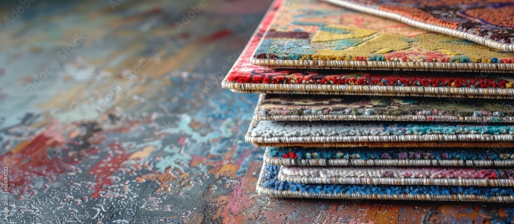Poster a stack of tile carpet. copy space image. place for adding text and design
