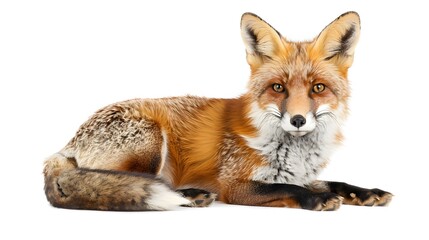 Fototapeta premium Red fox (4 years) - Vulpes vulpes in front of a white background. 
