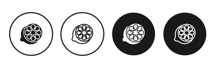 Citrus vector icon set black filled and outlined style.