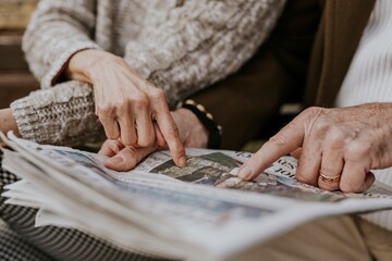 Couple reading the newspaper together