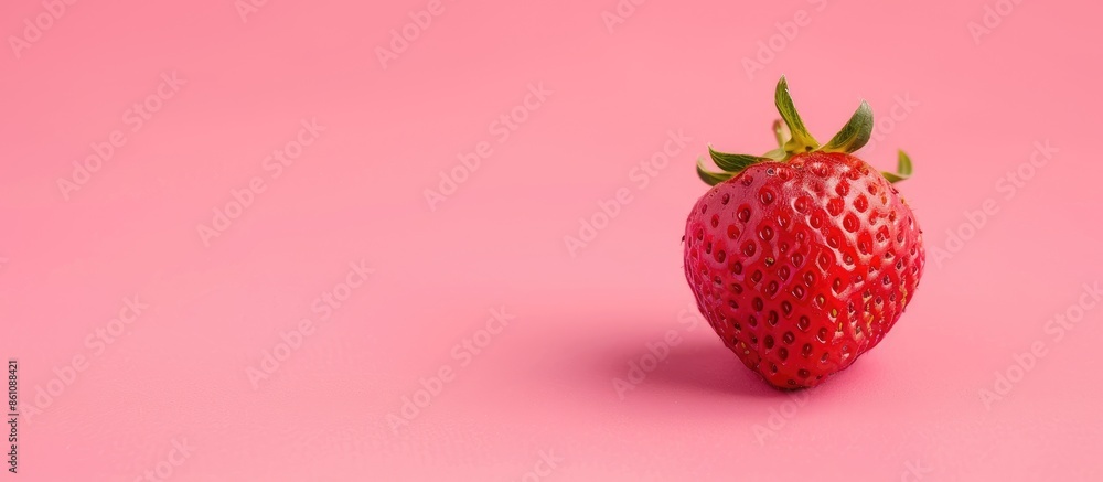 Poster ripe strawberry fruit isolated on pastel background isolated background. copy space image. place for