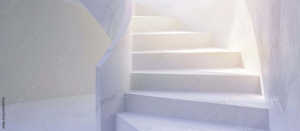 Poster white spiral staircase close-up image. copy space image. place for adding text and design