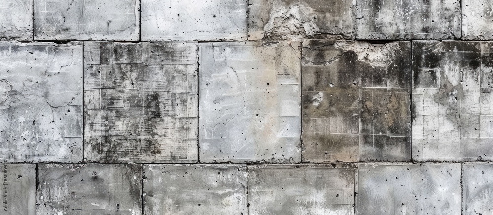 Poster the horizontal gray cement block wall texture and background are very elegant. copy space image. pla