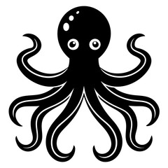 octopus icon silhouette vector art illustration.