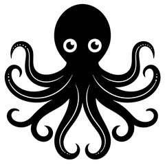 octopus icon silhouette vector art illustration.