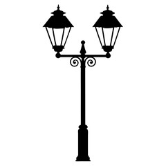 lamp post light silhouette vector art illustration.
