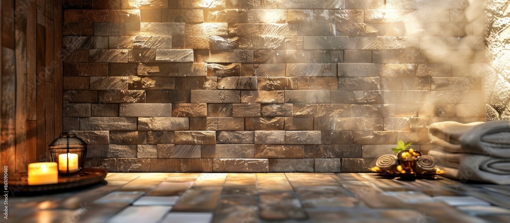 Poster brick stone wall background for spa decoration. copy space image. place for adding text and design