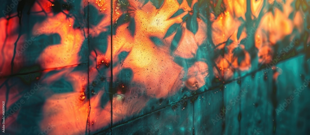 Poster lights leaves reflections walls. copy space image. place for adding text and design