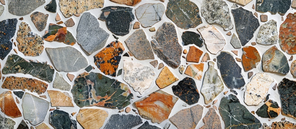 Poster terrazzo pebble or marble stone floor background texture . copy space image. place for adding text a