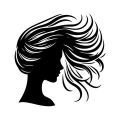 Girl head with hair silhouette  vector style