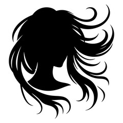 Girl head with hair silhouette  vector style