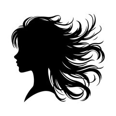 Girl head with hair silhouette  vector style