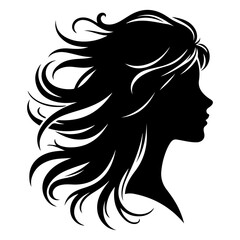Girl head with hair silhouette  vector style