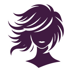 Girl head with hair silhouette  vector style