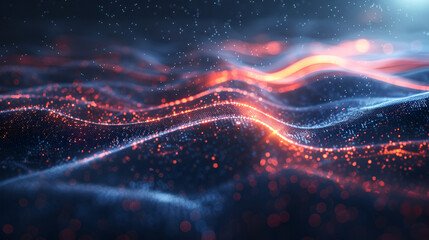 Abstract glowing lines on a dark background symbolize highspeed data transmission and vast capacity. Concept Technology, Data Transmission, Abstract Art, Glowing Lines, Dark Background