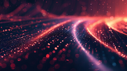 Obraz premium Abstract glowing lines on a dark background symbolize highspeed data transmission and vast capacity. Concept Technology, Data Transmission, Abstract Art, Glowing Lines, Dark Background