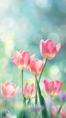 Fototapeta premium Vibrant Tulip Paradise. Alluring spring blossom scenery concept
