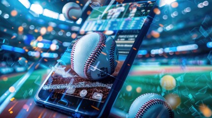 Exciting Sports Betting Collage - Baseball, Hockey, Cricket, Smartphone App