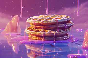 Futuristic Waffle Patterns Inspired by MacOS Design | Sci-Fi Surrealism Culinary Art | Technological Elegance Abstract Photo Concept