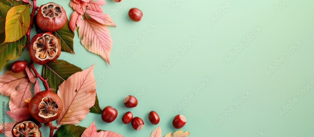Poster horse chestnut isolated on pastel background. file contains clipping path. copy space image. place f
