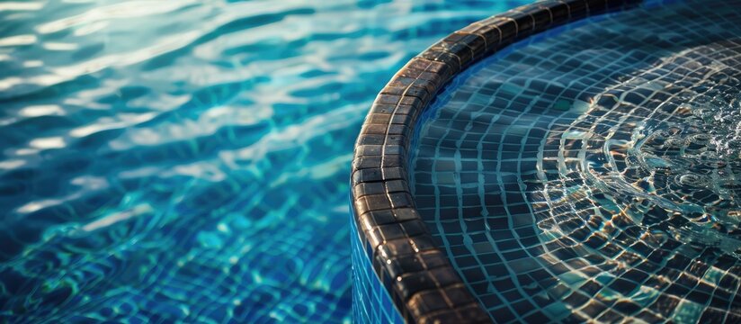 Clear the sand filter of the pool.Service and maintenance of the pool.Black wash filter tank of the pool. Copy space image. Place for adding text and design