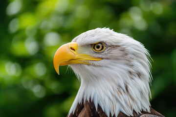 Obraz premium American bald eagle posing on green nature background