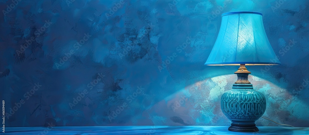 Poster lamp of blue . copy space image. place for adding text and design