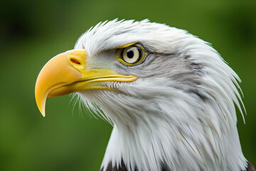 Obraz premium Majestic bald eagle posing with intense gaze and powerful beak