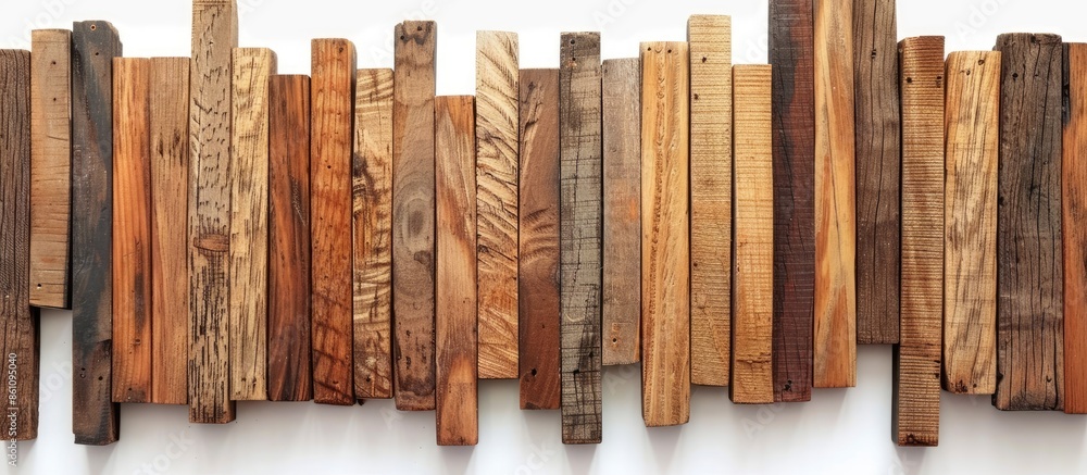 Poster collage of wooden bars on a white background. copy space image. place for adding text and design