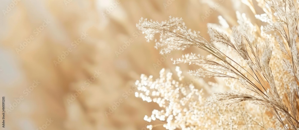 Poster dry color grass flower for interior decoration. copy space image. place for adding text and design