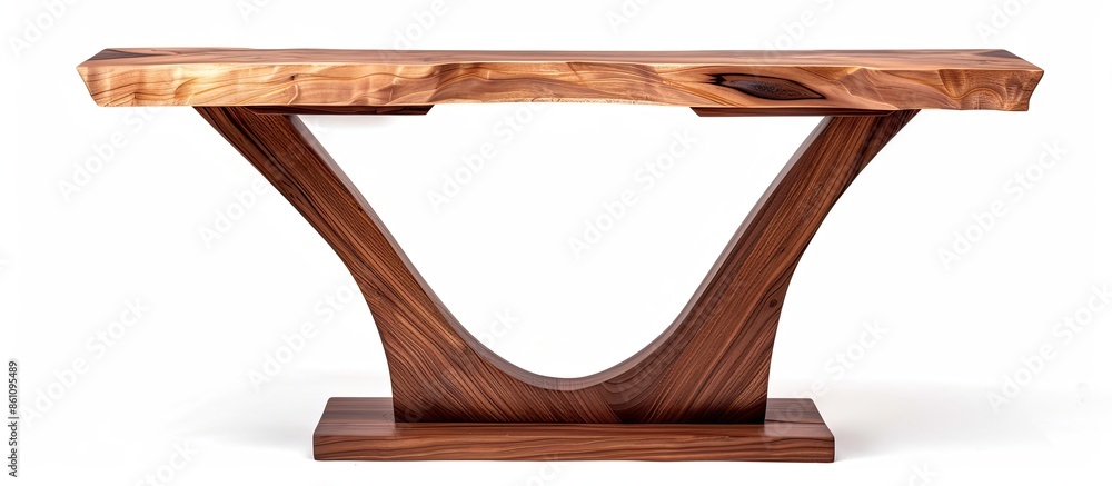 Poster the walnut console table isolated on the white background. copy space image. place for adding text a