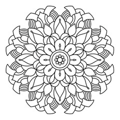 simple and easy mandala design for coloring book, ethnic mandala art