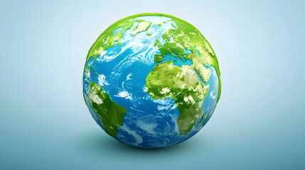 Fototapeta premium A blue and green eco Earth globe, logo for environmental world protection, illustration for ecological conservation, Save the Planet,