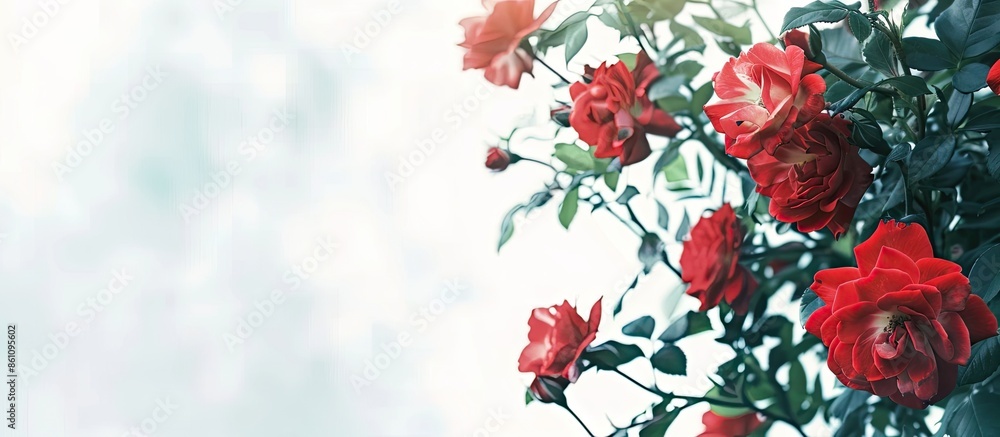 Poster beautiful bunch of red rose. copy space image. place for adding text and design