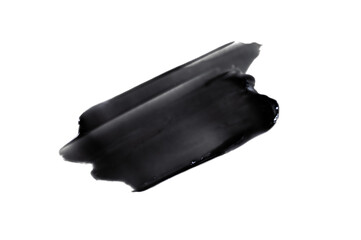 Black charcoal face mask smear cut out on transparent background. Abstract black charcoal gel smear...