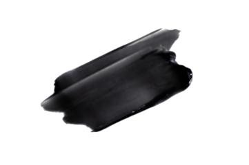 Black charcoal face mask smear cut out on transparent background. Abstract black charcoal gel smear for design.