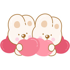 Cute rabbit with hearts 