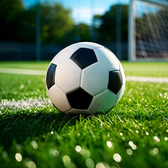 Fototapeta premium Soccer stadium arena with natural green grass, football concept