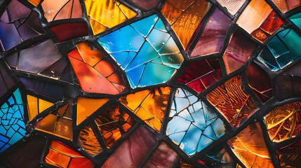 Colorful stained glass broken. Beautiful colors, Texture background