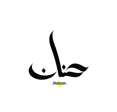 Arabic patterns with name of (Hanan) . Classic arabic name on vector illustration.