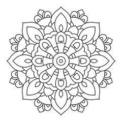 simple and easy mandala design for coloring book, ethnic mandala art