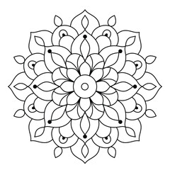 simple and easy mandala design for coloring book, ethnic mandala art